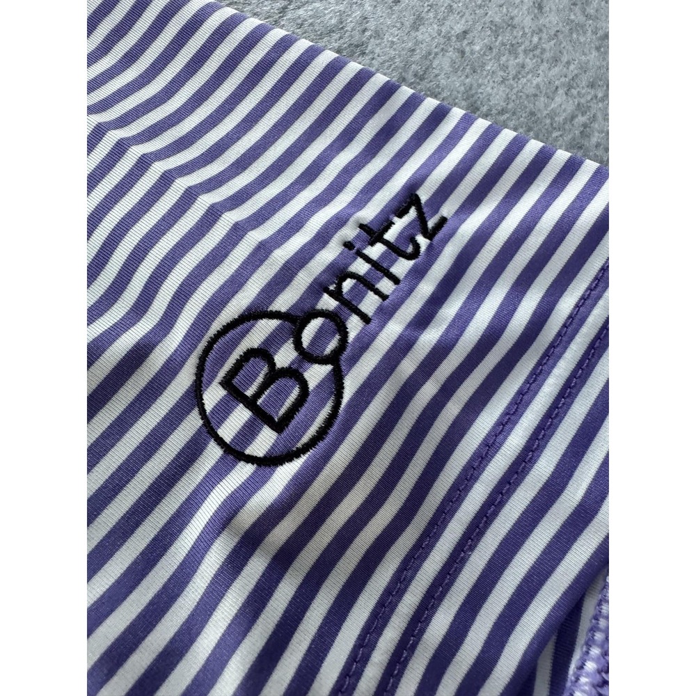 FootJoy Polo Shirt Mens XL Purple Stripe Short Sleeve Golf Stretch Bonitz Logo - Picture 4 of 10